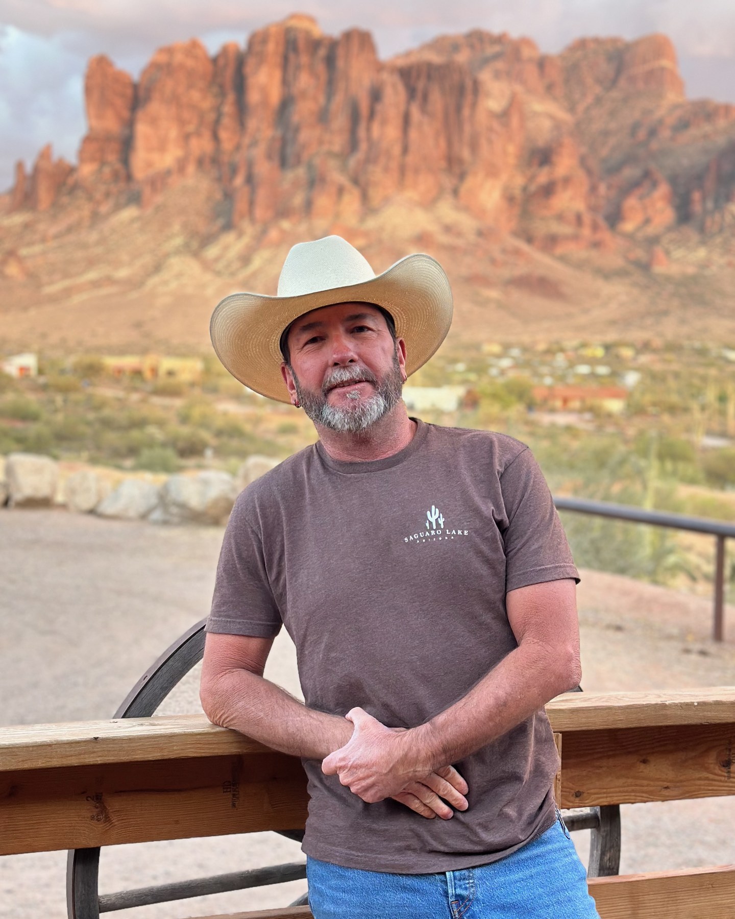Jason Chamberlin in a cowboy hat at Goldfield Ghost Town