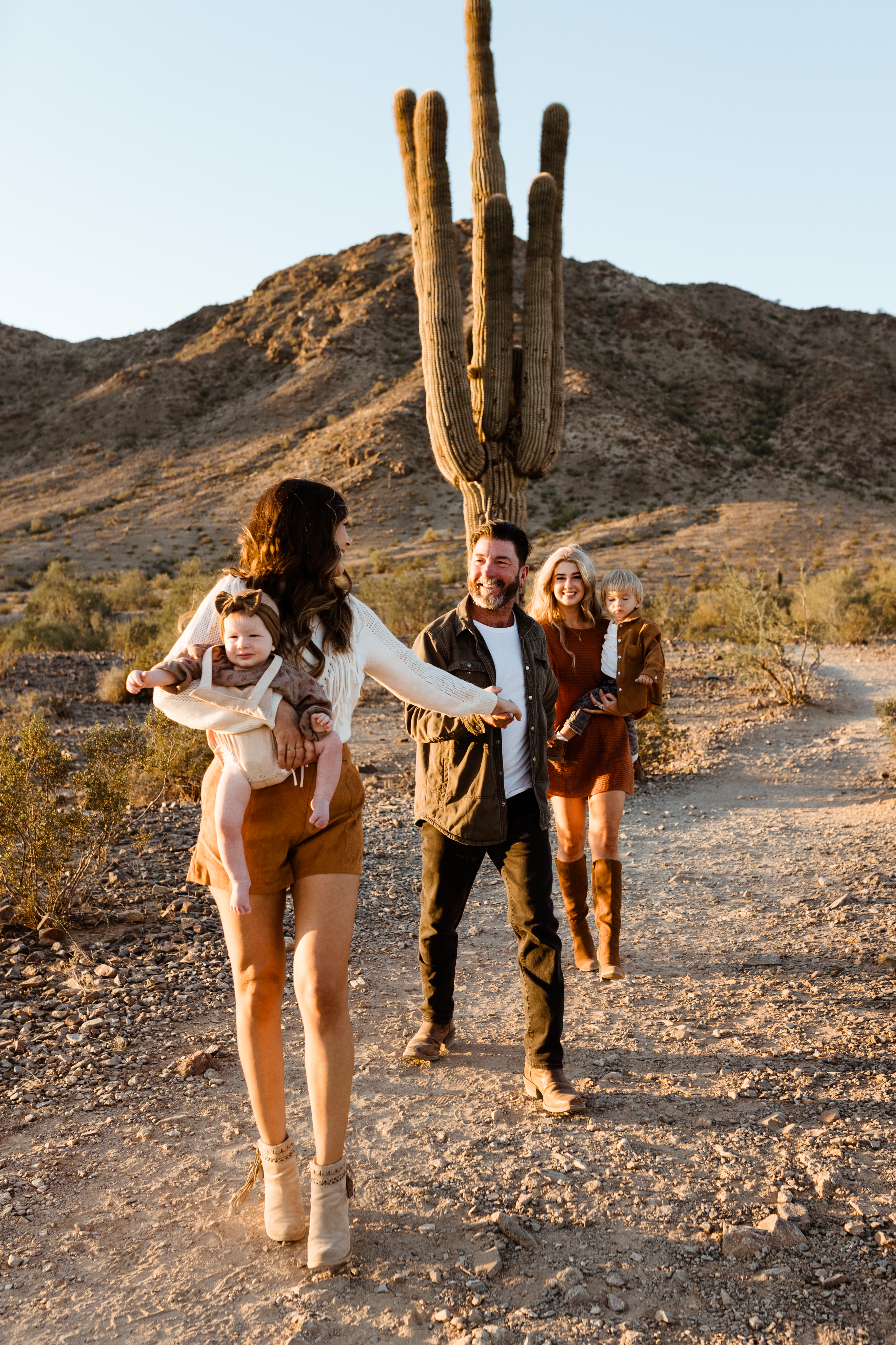 Jason and his family walking through the desert with Brittany